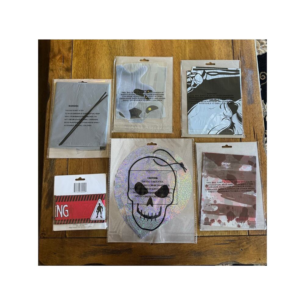 NWT Halloween Decor Lot Ghost Skeleton Zombie Leaf Bags Window Covers - Picture 2 of 7